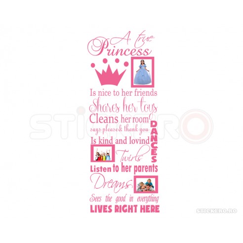 Sticker cu mesaj pentru camera Printesei tale,...