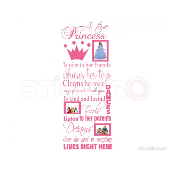 Sticker cu mesaj pentru camera Printesei tale, 150 x 55cm