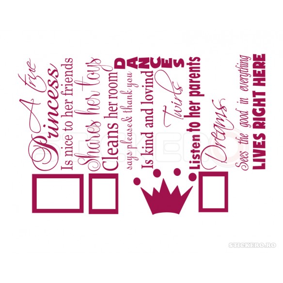 Sticker cu mesaj pentru camera Printesei tale, 150 x 55cm
