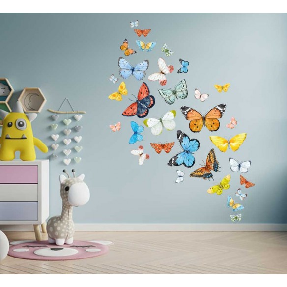 Sticker Set de fluturi colorati