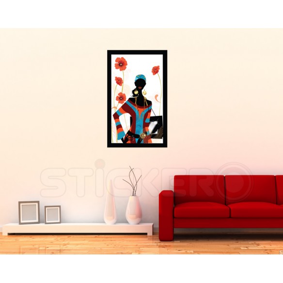 Sticker  decorativ- Tablou autocolant ''Femeia africana", 60x100 cm