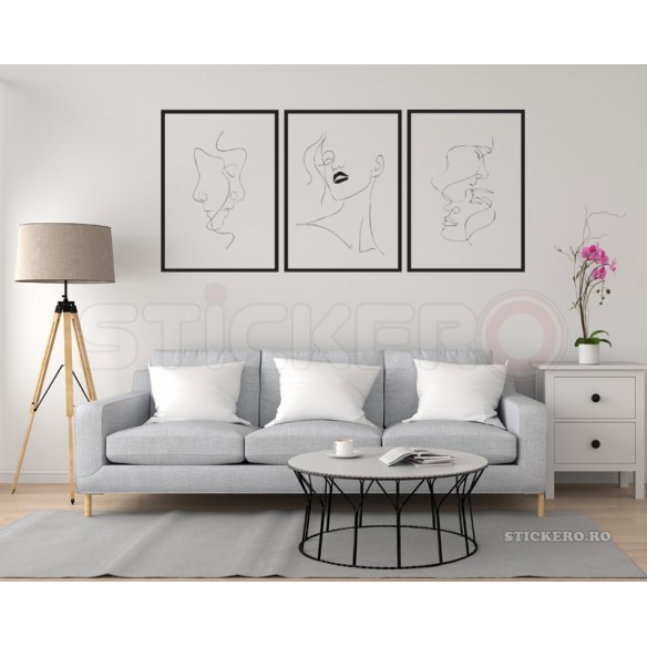 Stickere-Tablou  Chipuri umane-  Art faces, 53x120 cm