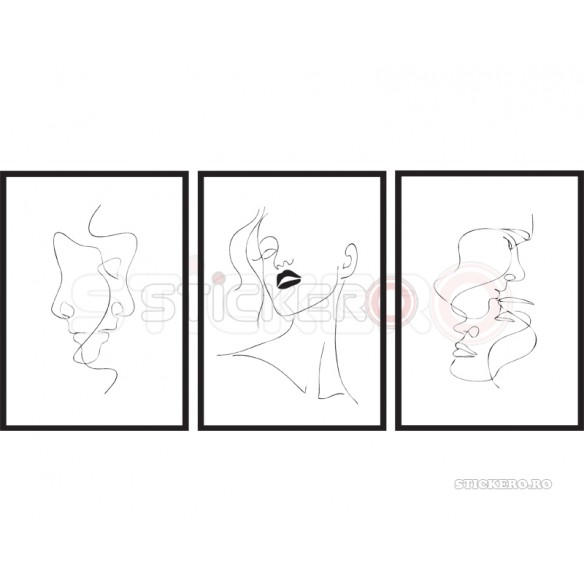Stickere-Tablou  Chipuri umane-  Art faces, 53x120 cm