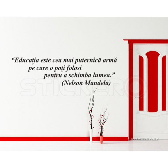 Sticker citat de Nelson Mandela- Despre educatie, 200x55 cm