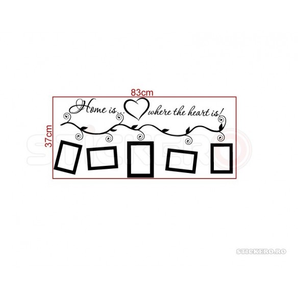 Home is where the heart is - sticker decorativ pentru fotografii de familie