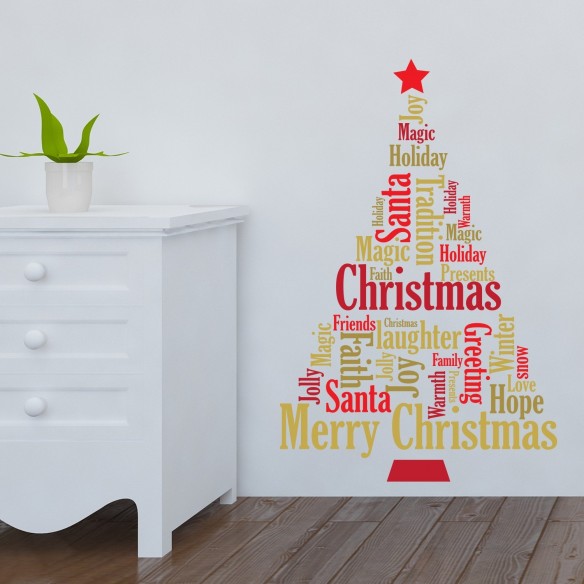 Sticker English Quote Christmas Tree