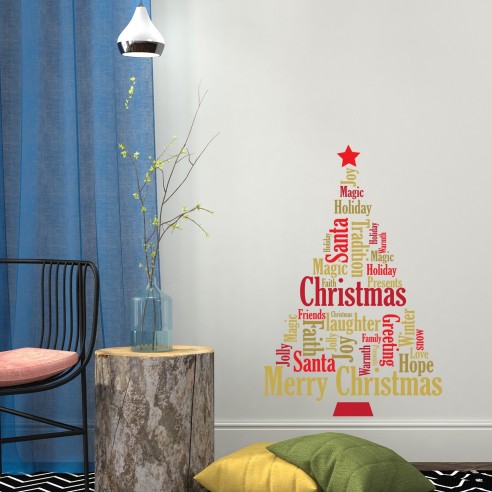 Sticker English Quote Christmas Tree