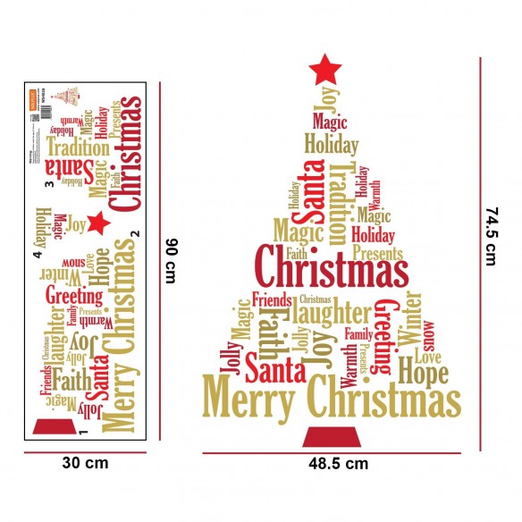 Sticker English Quote Christmas Tree