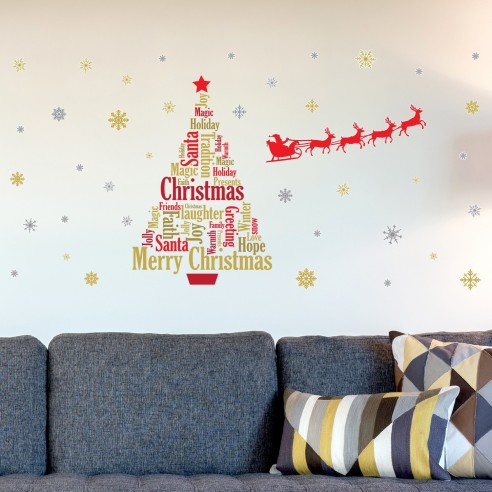 Sticker English Quotes Santa s sleigh Christmas...