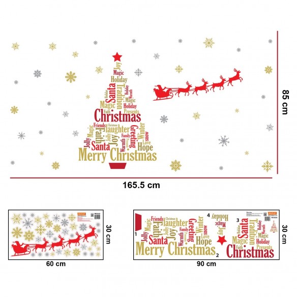 Sticker English Quotes Santa s sleigh Christmas Tree