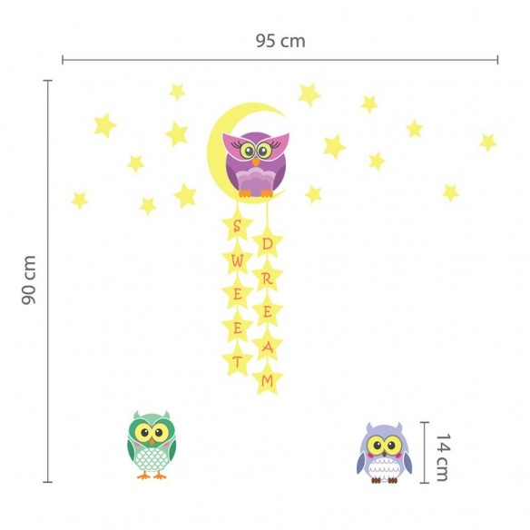 Sticker Owl Moon Stars