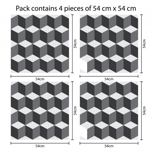 Sticker 3D Cubes Pattern x 4 buc
