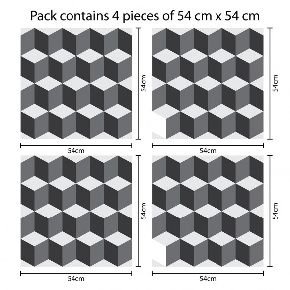 Sticker 3D Cubes Pattern x 4 buc