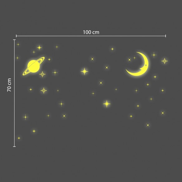 Sticker Moon and Stars Glow