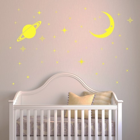 Sticker Moon and Stars Glow