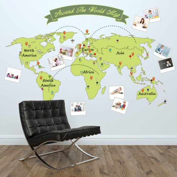 Sticker Around the World Map