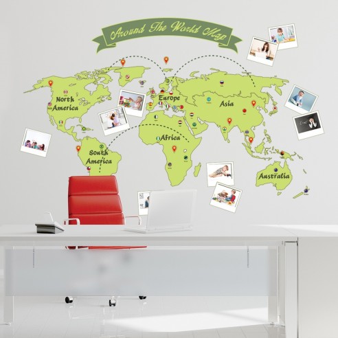 Sticker Around the World Map