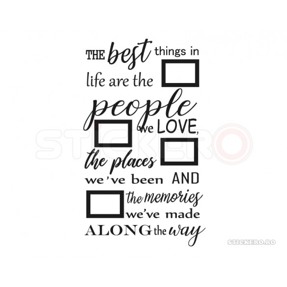 Sticker de perete mesaj cu rame pentru poze The best things
