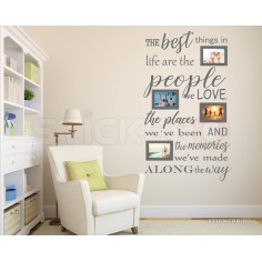 Sticker de perete mesaj cu rame pentru poze The best things
