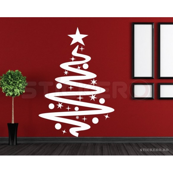 Brad alb de Craciun - Sticker decorativ