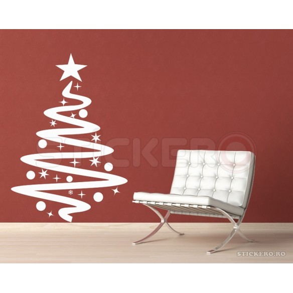 Brad alb de Craciun - Sticker decorativ