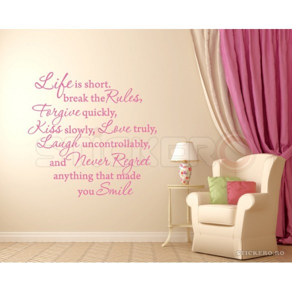 Life is short - sticker decorativ mesaj