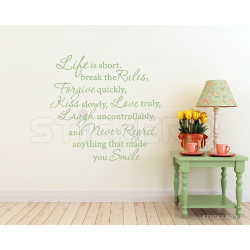 Life is short - sticker decorativ mesaj