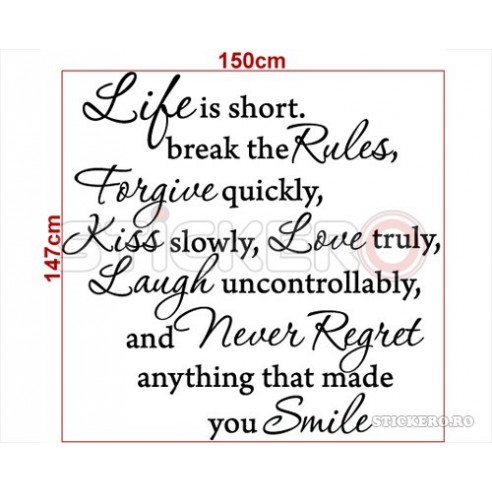 Life is short - sticker decorativ mesaj