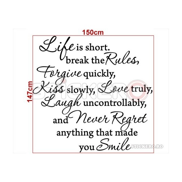Life is short - sticker decorativ mesaj
